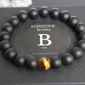 Tiger Eye & Matte Black Onyx Bracelet: Protection, Self Confidence