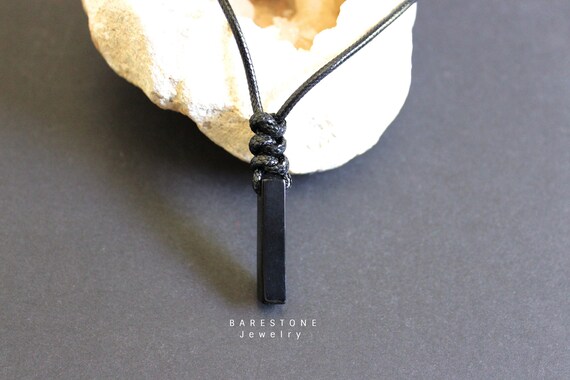 Black Onyx Necklace Mens Gemstone 