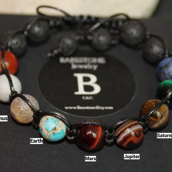 Men's Gemstone Bracelet Solar System Bracelet/Galaxy Planets/ Men Jewelry/ Gift for Him/Universe Galaxy the Eight Planets/Astronomy Gifts