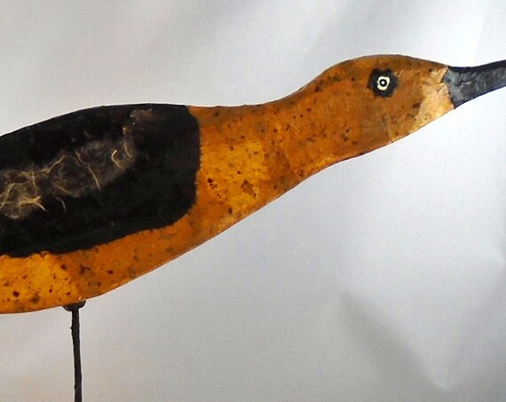 Rustic folk art driftwood shorebird - mounted on a driftwood base