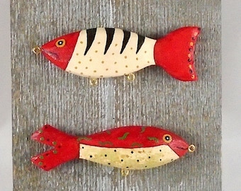 Antique style Fish Lures! Mounted on Driftwood