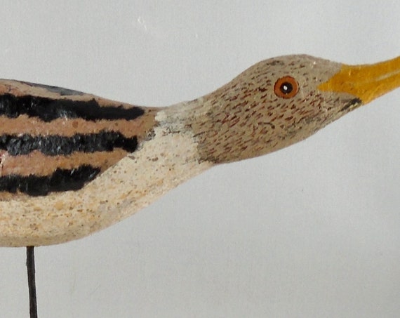 Rustic folk art driftwood shorebird - mounted on a driftwood base