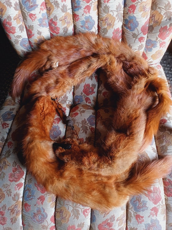 Antique Mink fur stole collar/pelts/Collectable/display/ware/1920's