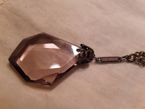 Antique 1920's Purple Glass Pendant Necklace. - image 8