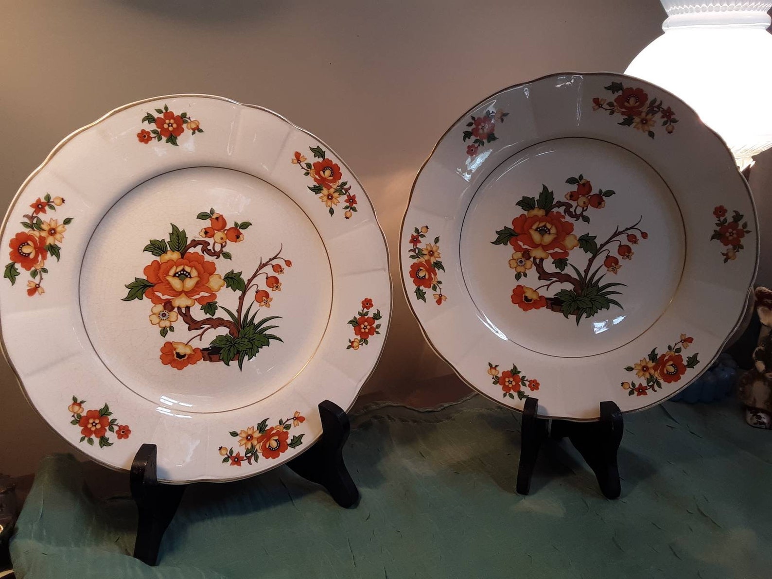 2 Antique K.T&K Ivory Dinner Size Plates. Fall Floral Colors Etsy UK