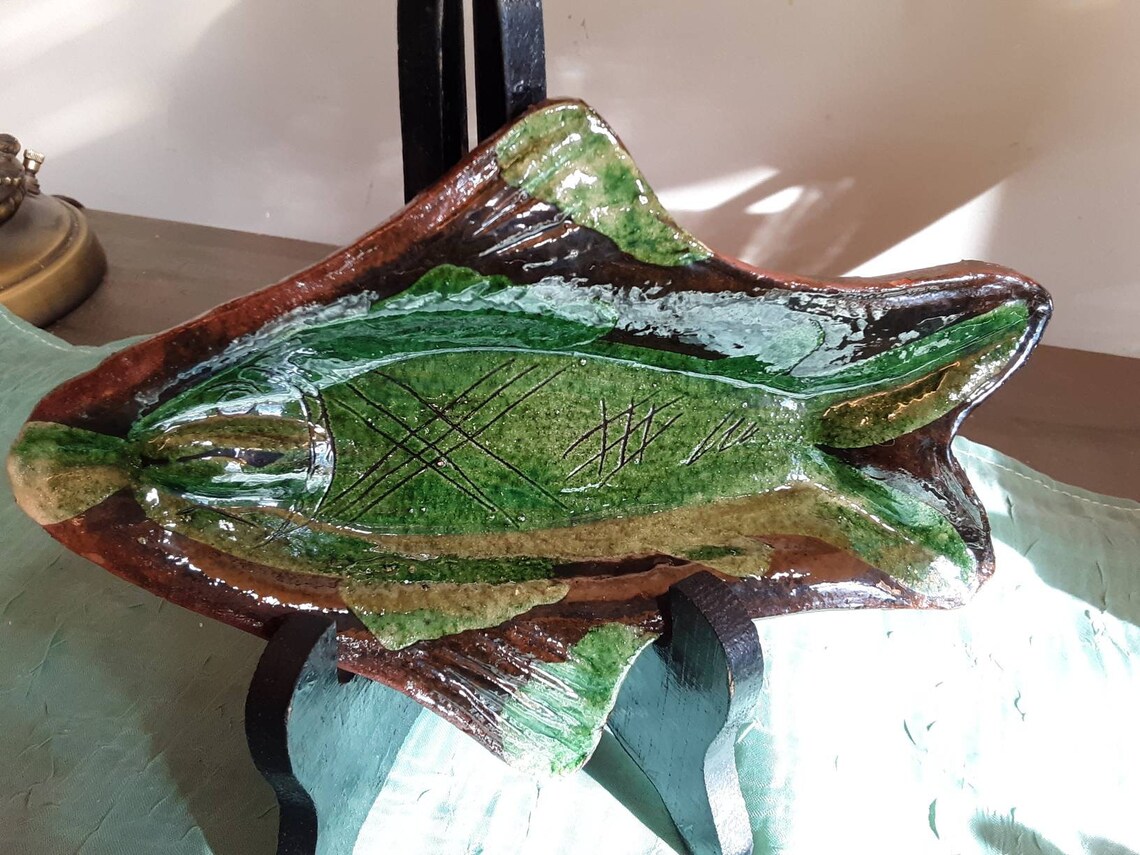 Nautical Clay Spooner Fish Pottery Trinket Dish /spoon Etsy