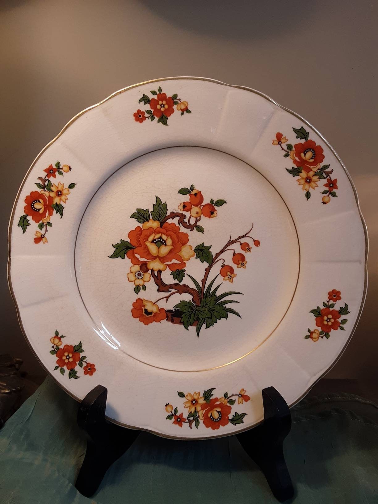 2 Antique K.T&K Ivory Dinner Size Plates. Fall Floral Colors Etsy UK
