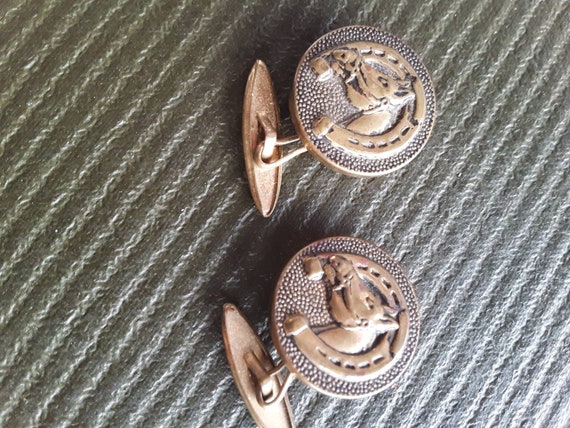 Antique brass equestrian/Horse head cufflinks - image 8