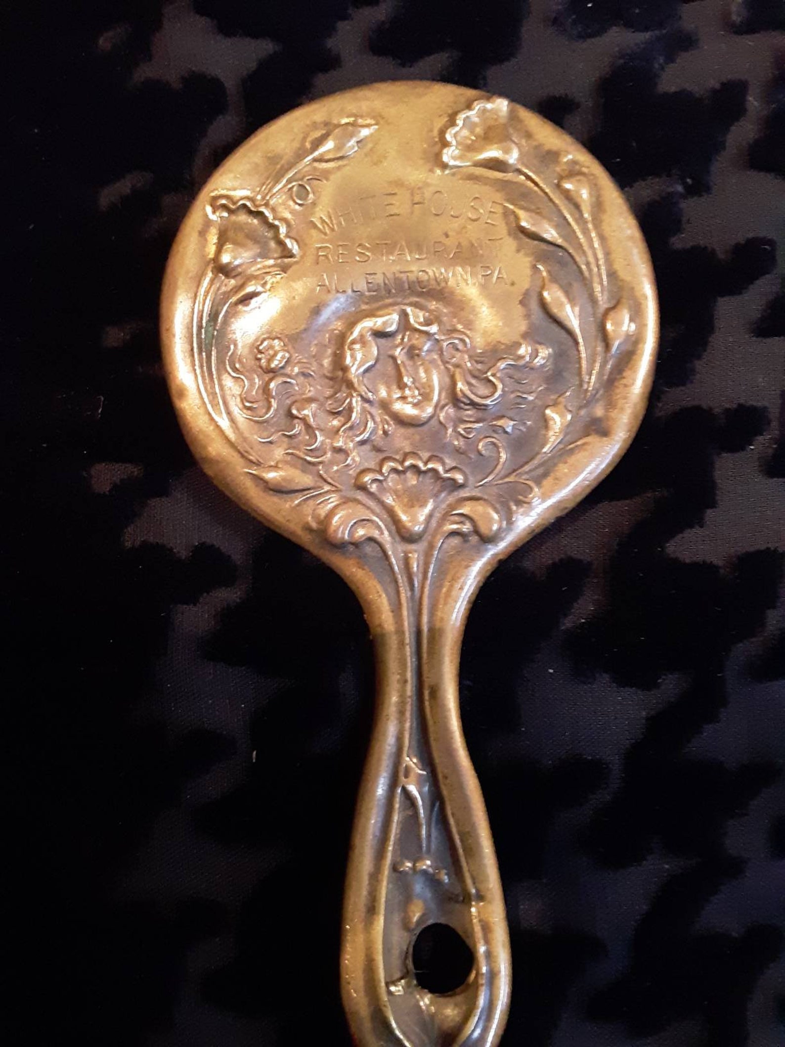 Antique Mini Brass Advertising Hand Mirror. Etsy
