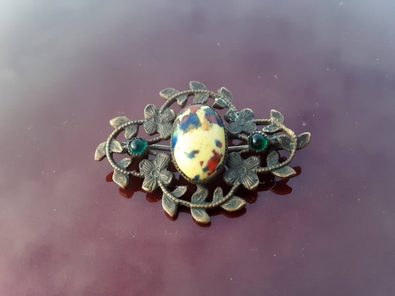 Antique art glass brooch - image 1