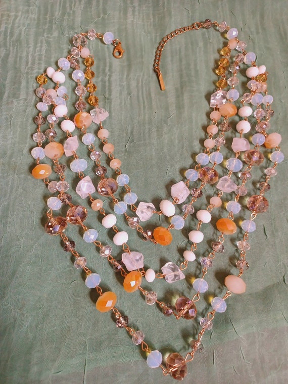 Vintage Saks Fifth Avenue Multi Strand Faceted Crystal Bead  display picture 2