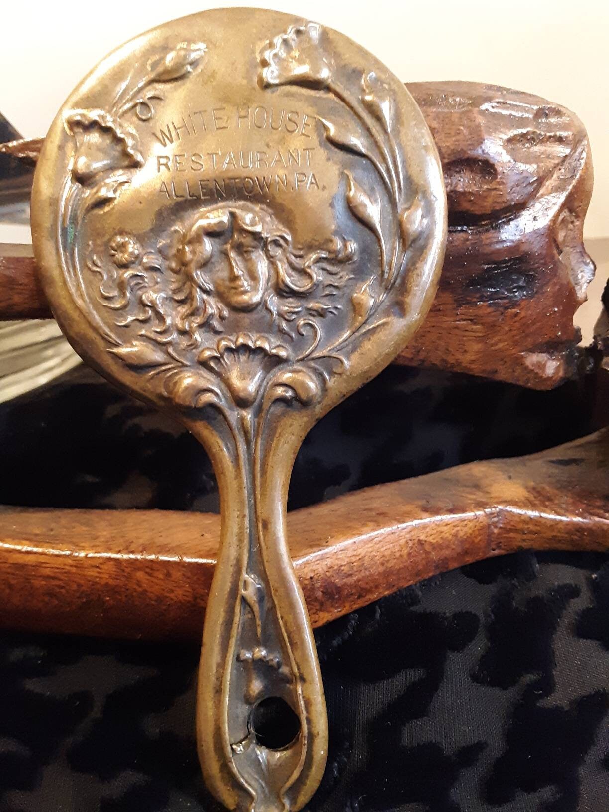 Antique Mini Brass Advertising Hand Mirror. Etsy