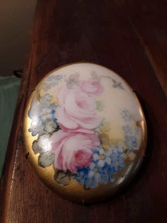 Large Antique Romantic Victorian handpainted porce