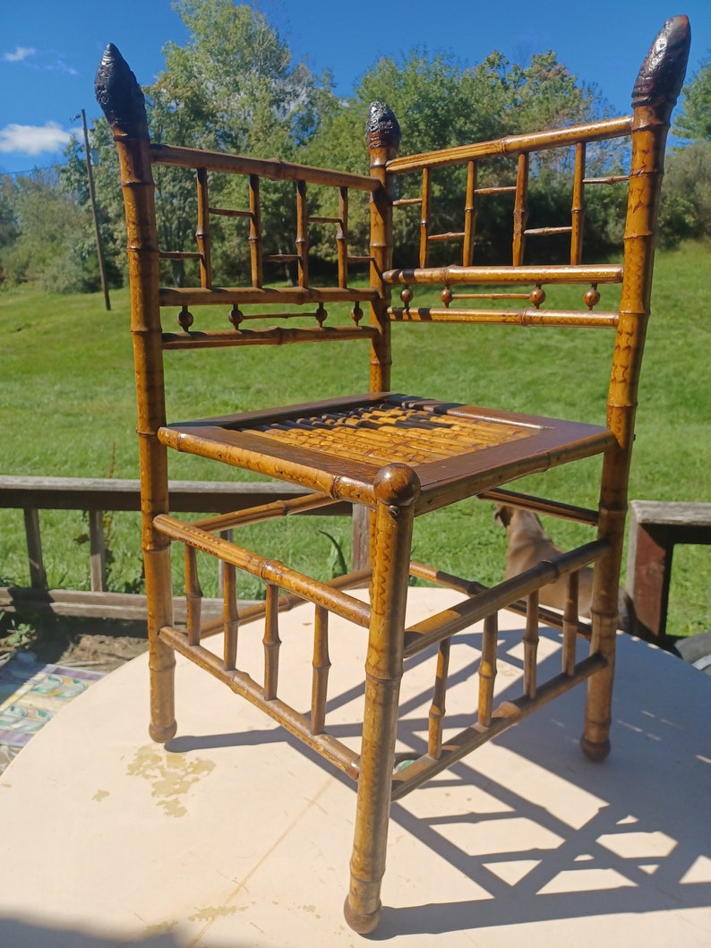 Antique Victorian Bamboo Corner Chair/great Condition/collectable. Etsy