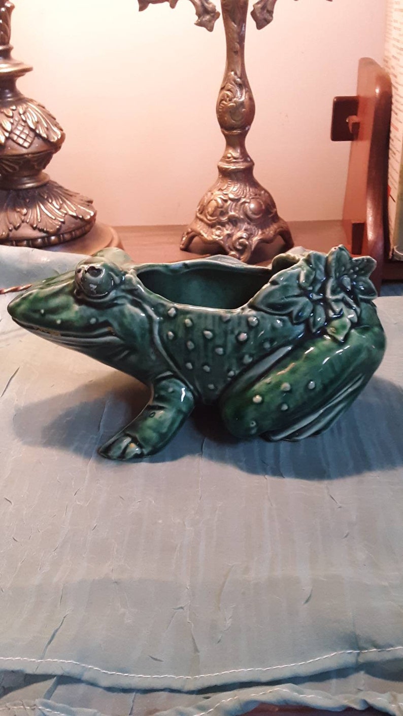 Vintage McCoy green Frog planter | Etsy