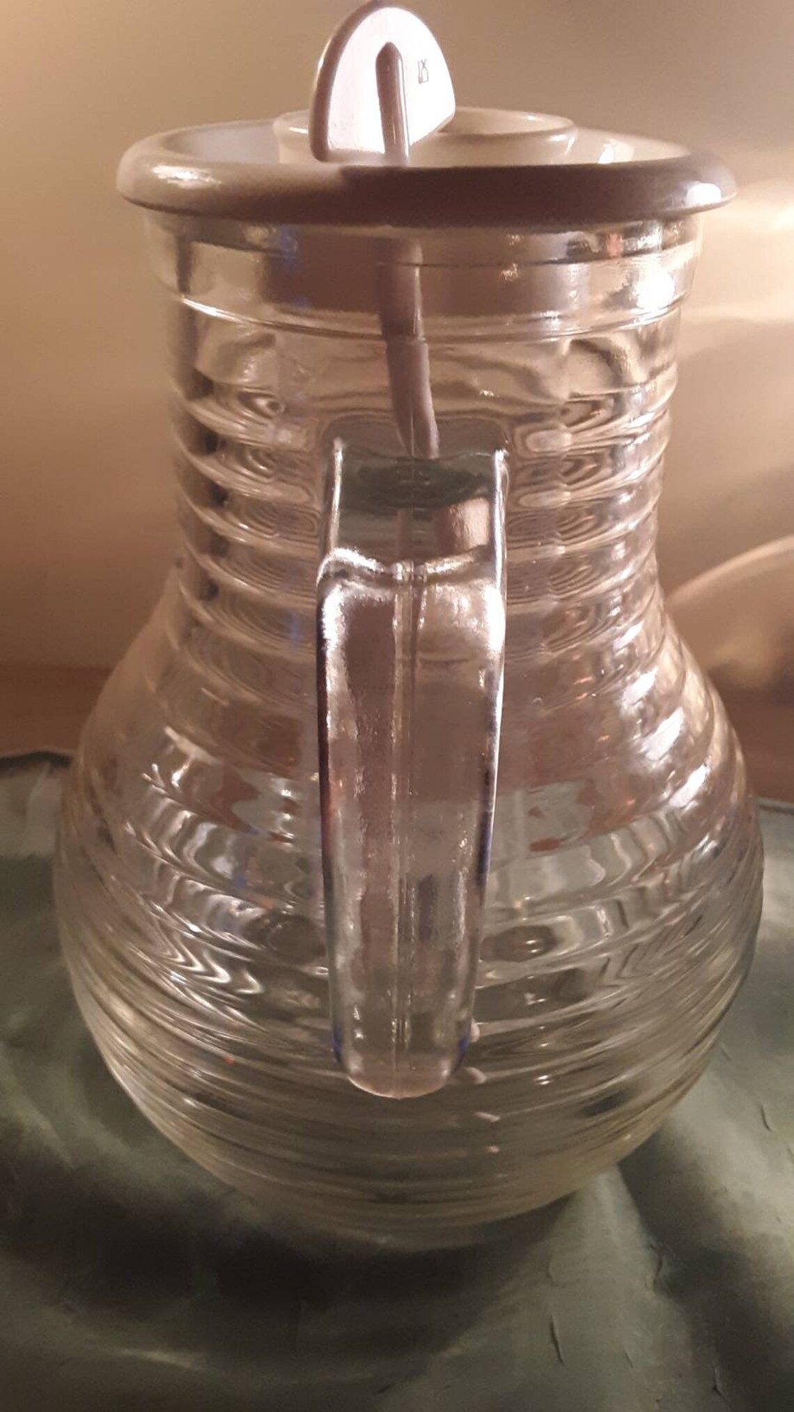 Vintage Italian Ribbed glass pitcher with Ice chamber and stir Etsy