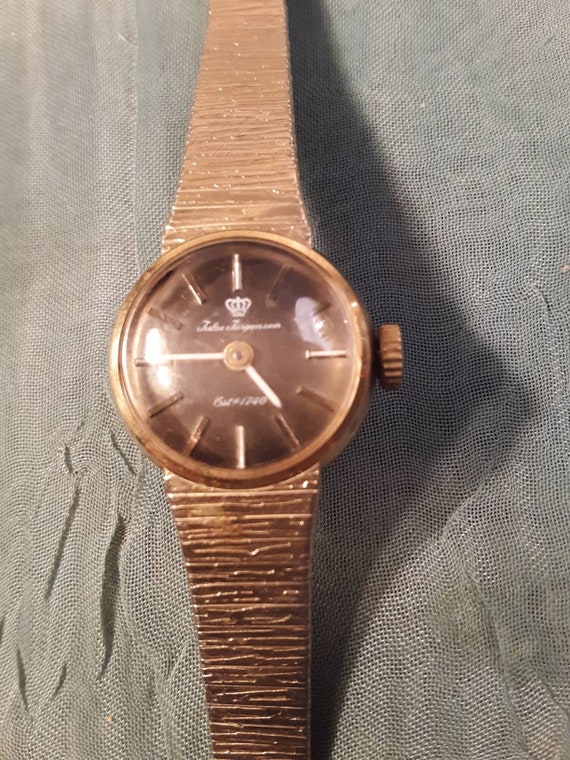 Vintage Jules Jurgensen gold tone Ladies Watch, r… - image 3