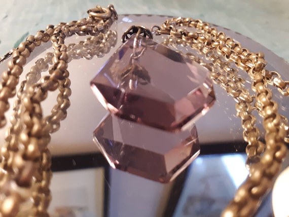 Antique 1920's Purple Glass Pendant Necklace. - image 6