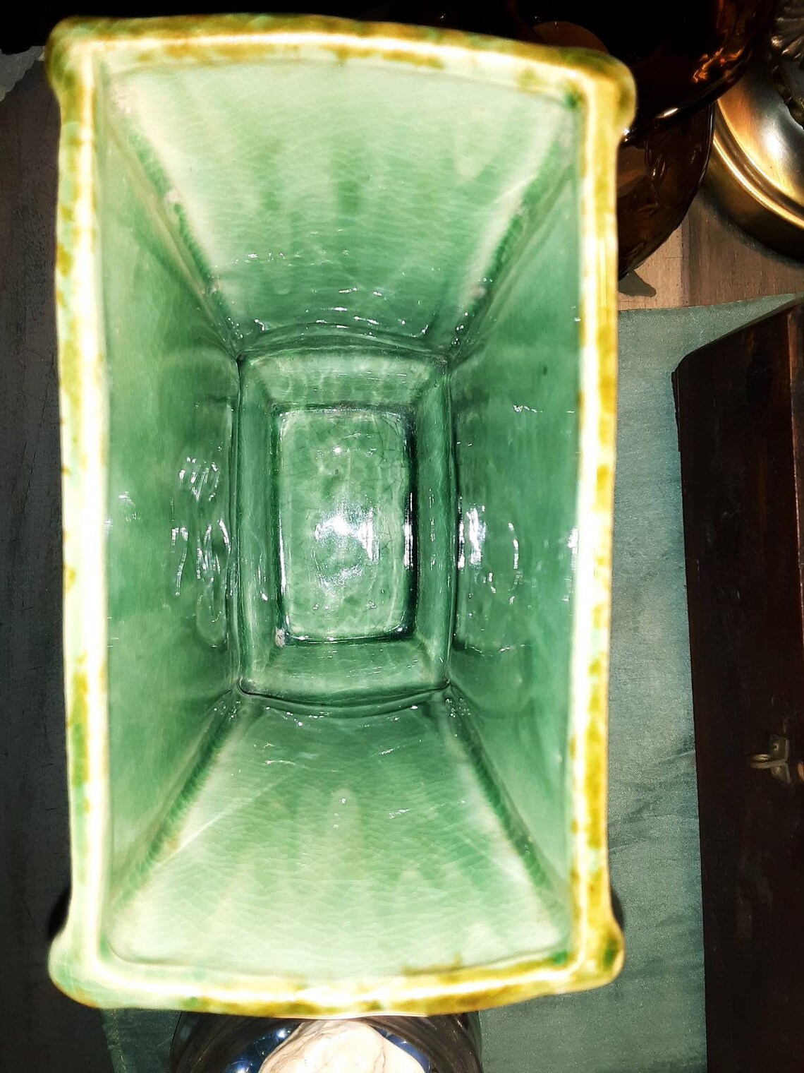 RARE Brush Mccoy Pottery Pillow Vase Green/brown Glazed Etsy