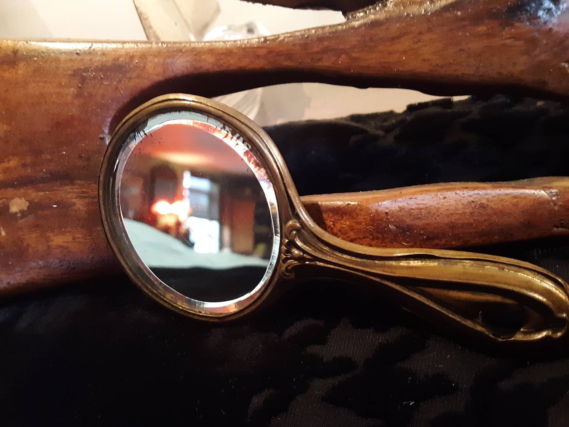 Antique Mini Brass Advertising Hand Mirror. Etsy