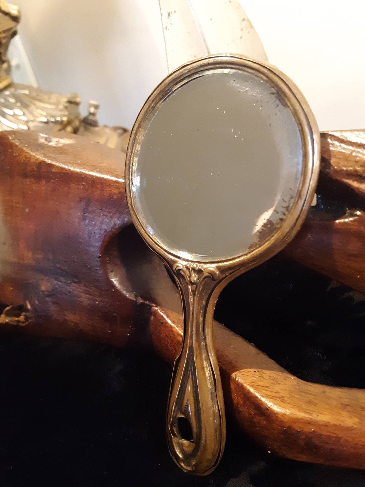 Antique Mini Brass Advertising Hand Mirror. Etsy