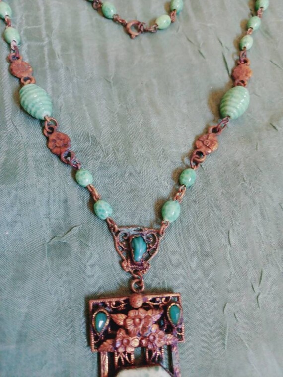 Antique Miriam Haskell Peking Glass necklace/Vict… - image 10