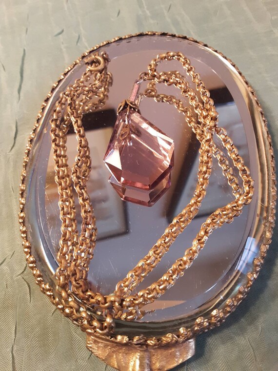 Antique 1920's Purple Glass Pendant Necklace. - image 4