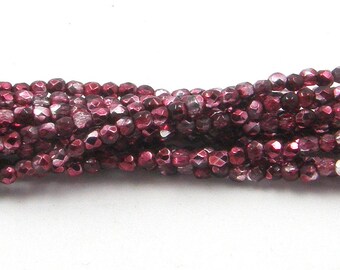 15226 CzechMate Tile Mirror Cranberry 2 Hole Bead, 25 count
