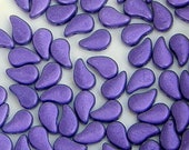 Paisley Duo Bead, Metallic Suede Purple, 2 Hole Glass Beads, (79021), 8x5mm, 30 count