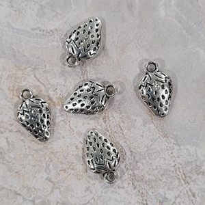 Strawberry Charm, Antique Silver Finish (CH-AS-20), 10 count