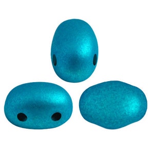 Perle Samos® par Puca®, Metalust Turquoise Mat, 2 trous, 25 unités, 7 x 5 mm, (23980-24306)