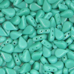 Amos® par Puca Bead®, Opaque Green Turquoise, 2-Hole, 30 count, 5 x 8 mm, (63130)