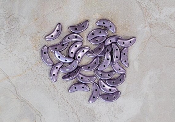 CzechMate Crescents, Saturated Metallic Ballet Slipper, 2 Hole Bead, Czech Pressed Glass, 30 count