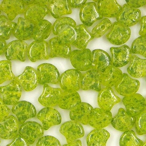 Ginko Bead, Confetti Splash Yellow Green, 2 Hole Bead, (GNK-00030-24405), 7.5 mm, 30 count
