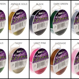 Knot-it Satin Cord, 1mm, Various Colors Available, 5 yd. spool