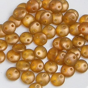 CzechMate Lentil, Halo Sandalwood, 2 Hole Bead, (29253), 50 count