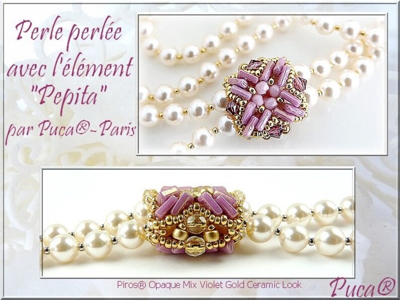 5 x 3 x 2 mm, 10 grams 03000-14413 Piros\u00ae par Puca\u00ae 2-Hole Opaque Beige Ceramic Look Paris Bead