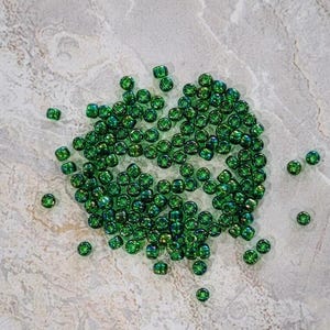 Toho 8/o Round Avocado Green Transparent Rainbow Seed Beads (TR-8-167B), choice of 10 grams or 23 grams