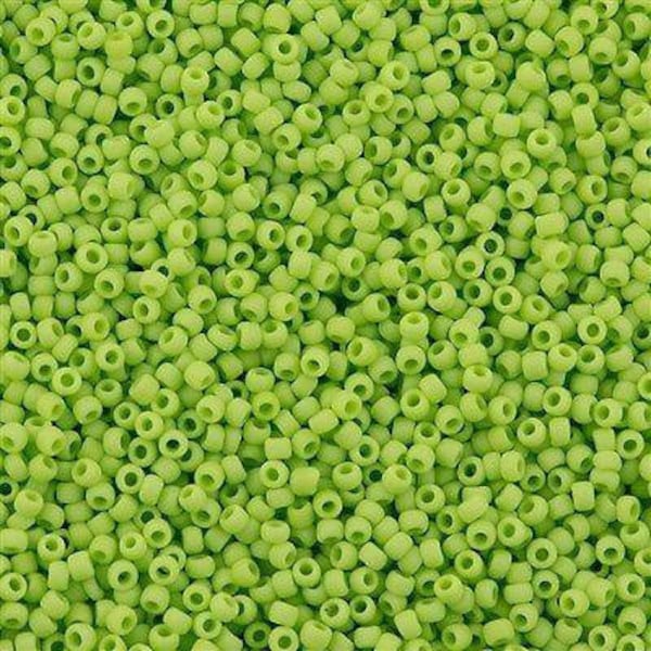 Toho 15/o Round Opaque Lime Green (Sour Apple) Seed Beads (TR-15-44), 9 grams