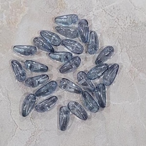 Chilli Bead, Luster Transparent Blue, 2 Hole Bead, (357-14464-411), 4mm x 11mm, 25 count