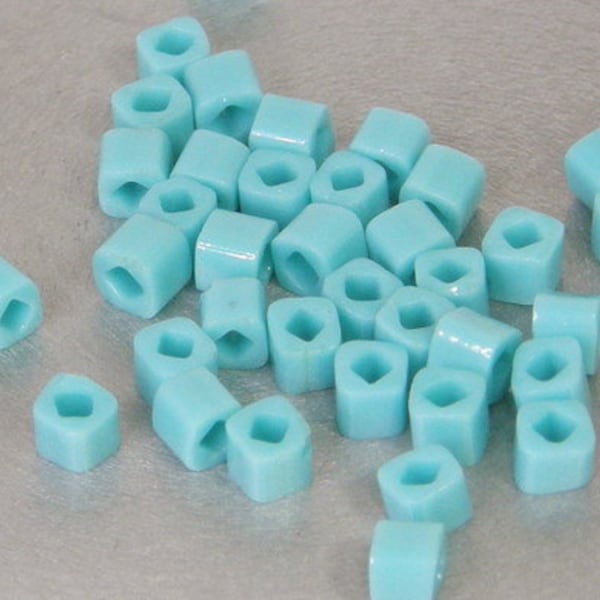 Toho 3mm Cube, Opaque Turquoise (55), 10 grams