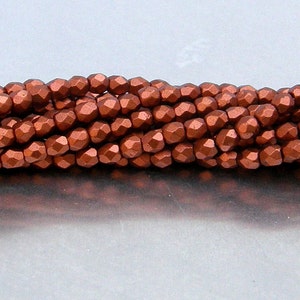 Feuerpolitur, Mattes Metallic Antik Kupfer, 3mm Runde Perle, Tschechisches Pressglas, (K0175), 50 g
