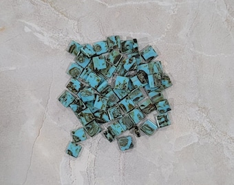 Miyuki Tila Bead, Opaque Turquoise Blue Picasso, 2-Hole, 5 x 5 mm, 2-Hole Czech Bead, (TL4514)