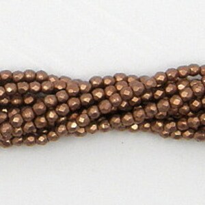 Fire Polish, Saturated Metallic Autumn Maple, 2mm Round Bead, Czech Pressed Glass, 50 count