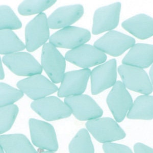 MINI GemDuo Beads, Bondeli Matte Mint, 50 count, 6 x 4 mm 2-Hole Czech Bead, (GD-64-02010-92928)