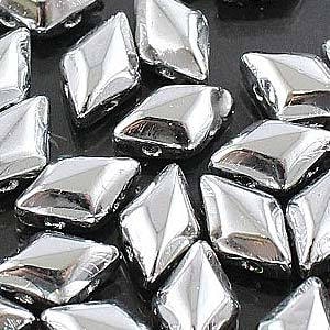 GemDuo Beads, Silver, Full Labrador, 40 count, 5 x 8 mm 2-Hole Czech Bead, (GD-00030-27000)