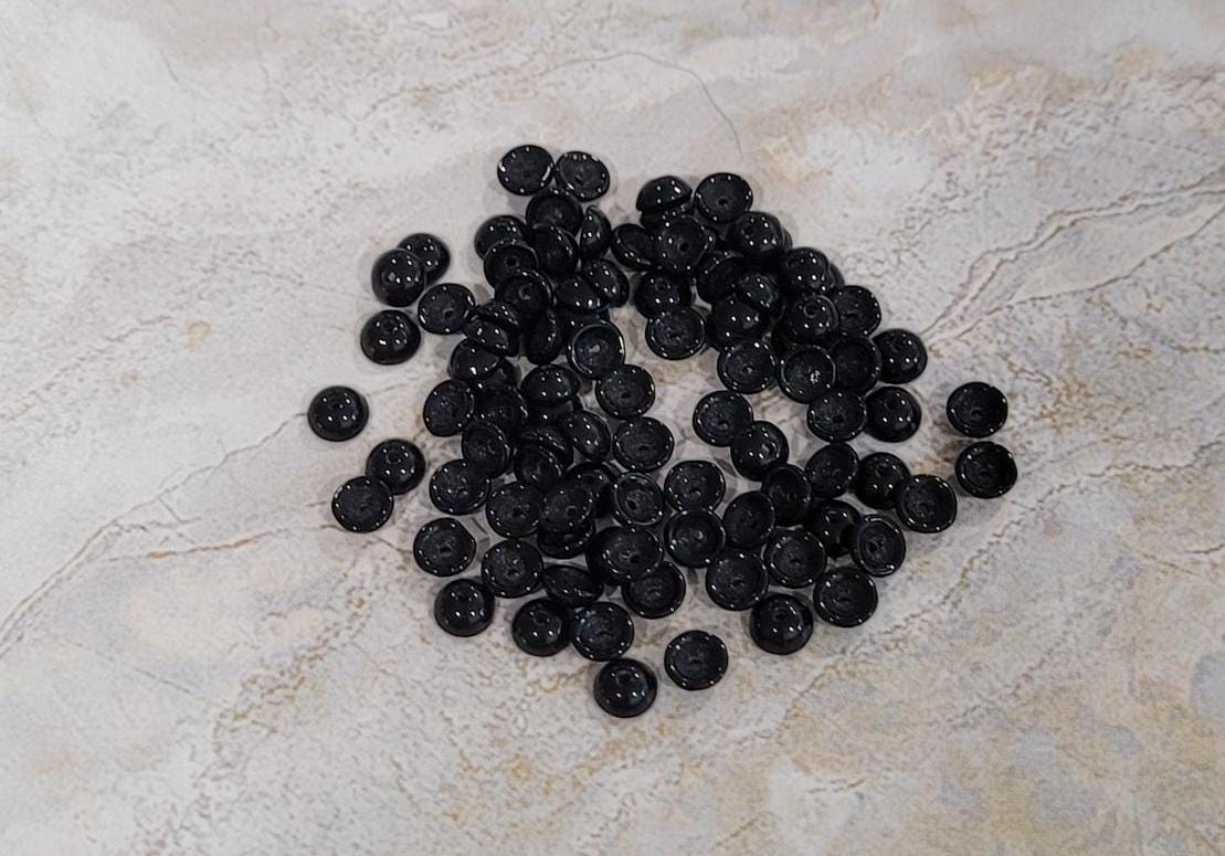 Teacup Bead, Jet, 2 x 4 mm, Bead Cap, (380-24-2398), 5 grams