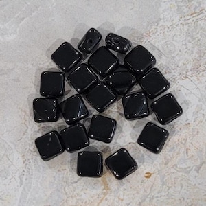 Silky 2 Hole Beads, Jet Black, (sk-23980), 6mm, 20 count