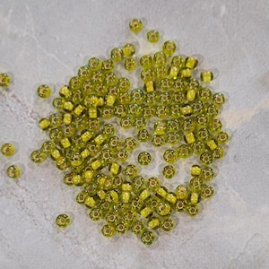 Toho 8/o Round Apricot Lined Jonquil Seed Beads (302), choice of 10 grams or 23 grams