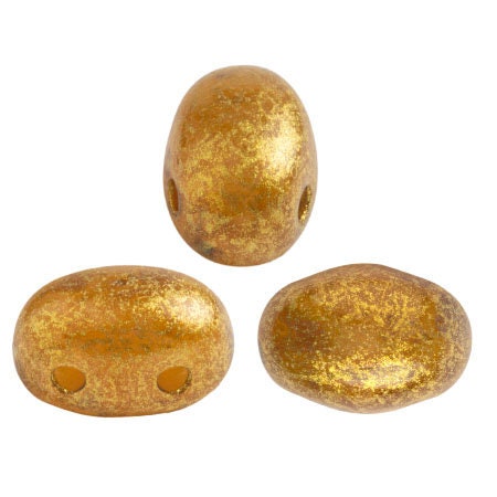 Samos® par Puca® Bead, Light Rose Opal Gold Spotted, 2-Hole, 25 count, 7 x 5 mm, (71010-65322)
